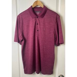 Greg Norman Play Dry Burgundy Striped Polo Shirt Short Sleeve Men's Size Medium
